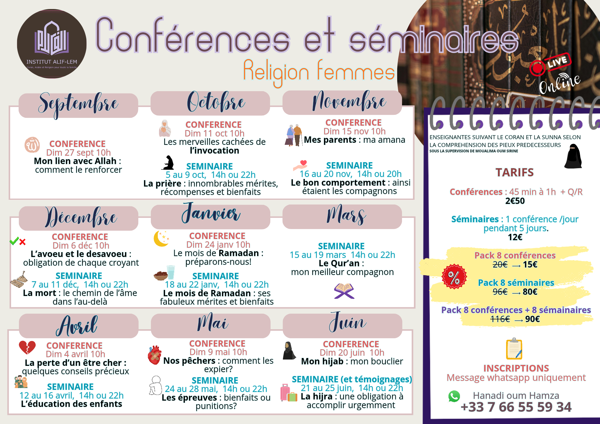 <br />
PROGRAMME ANNUEL DES SEMINAIRES ET CONFERENCES